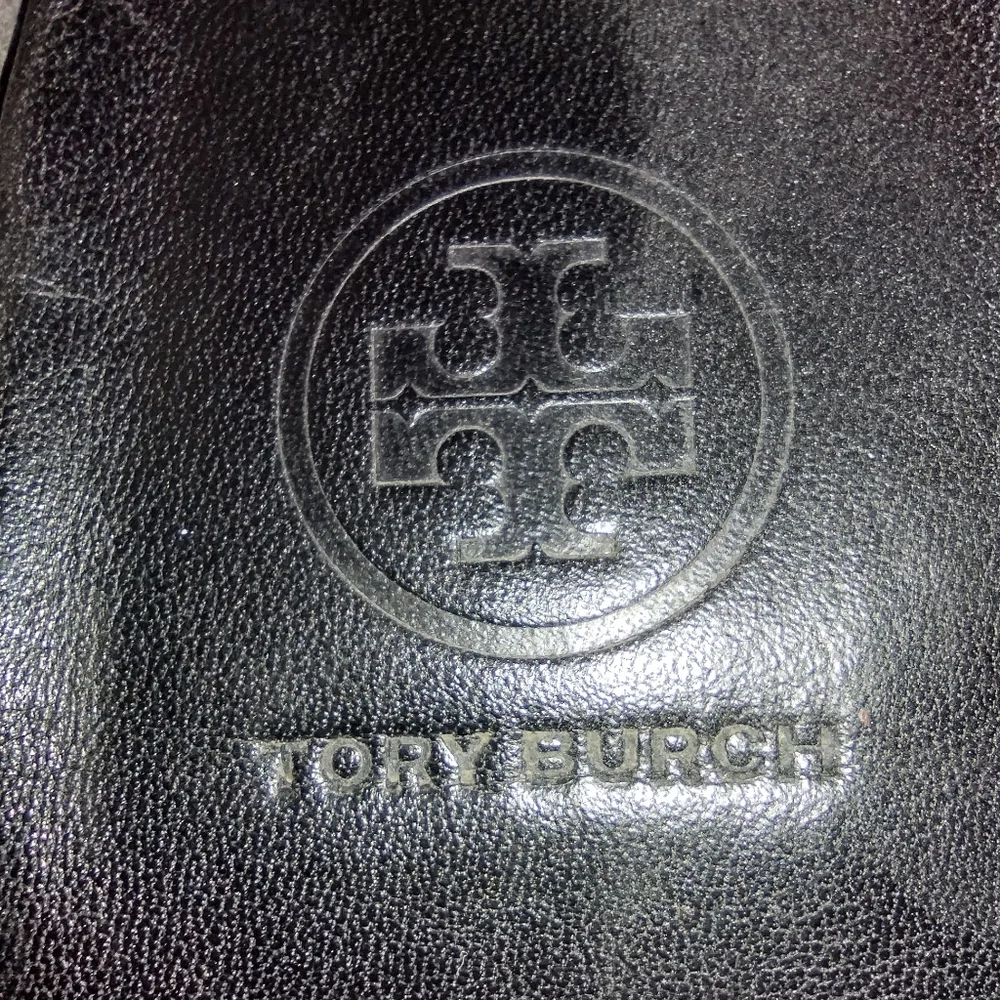 Tory Burch Black Patent Crinkle Leather Travel Flats Size 8 - Picture 6 of 7